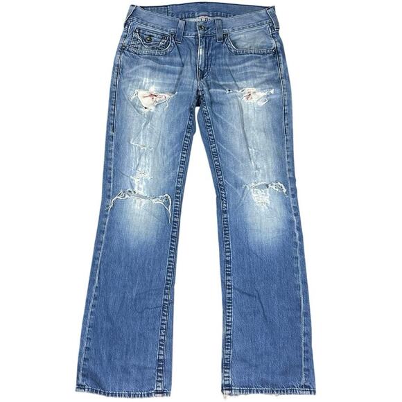 True Religion Y2K Distressed Custom Swarovski Bootcut Jeans - Picture 3 of 6